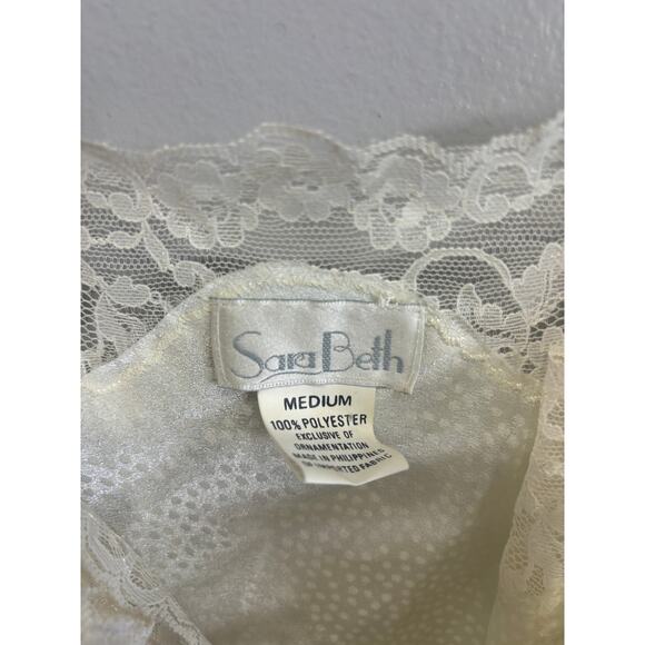 Vtg 90's Y2K Sara Beth Lingerie Slip Tank Top Lace Embroidery Spaghetti … - Picture 3 of 4